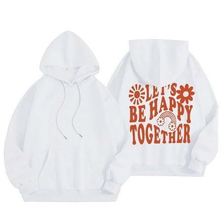 

WUDATI Women s Hooded Sweatshirt Casual Fashion Long Sleeve Floral Print Letter Design with Drawstring Pockets Perfect for Fall Winter Daily Wear or Travel Versatile Comfortable Top for Home