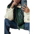 thumbnail image 3 of TheFound Women Loose Zip Up Jackets, Long Sleeve Letter Embroidery Coat, 3 of 9