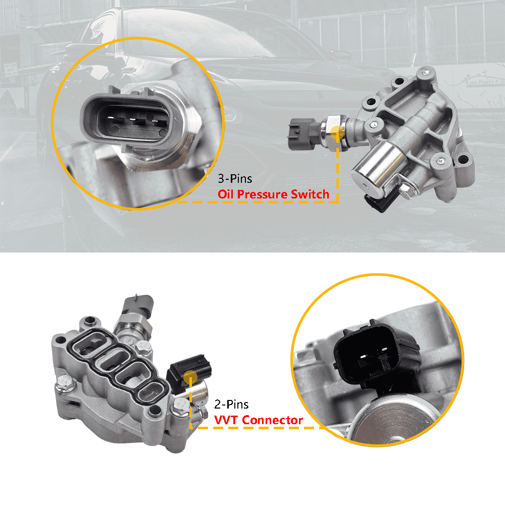 15810-RKB-J01 Engine Variable Valve Timing (VVT) Solenoid, VTEC Solenoid Spool Valve, Transmission Clutch Dual Linear Shift Solenoid | Fit for Honda Accord Odyssey Pilot V6 3.0L 3.5L | OE# 918-078