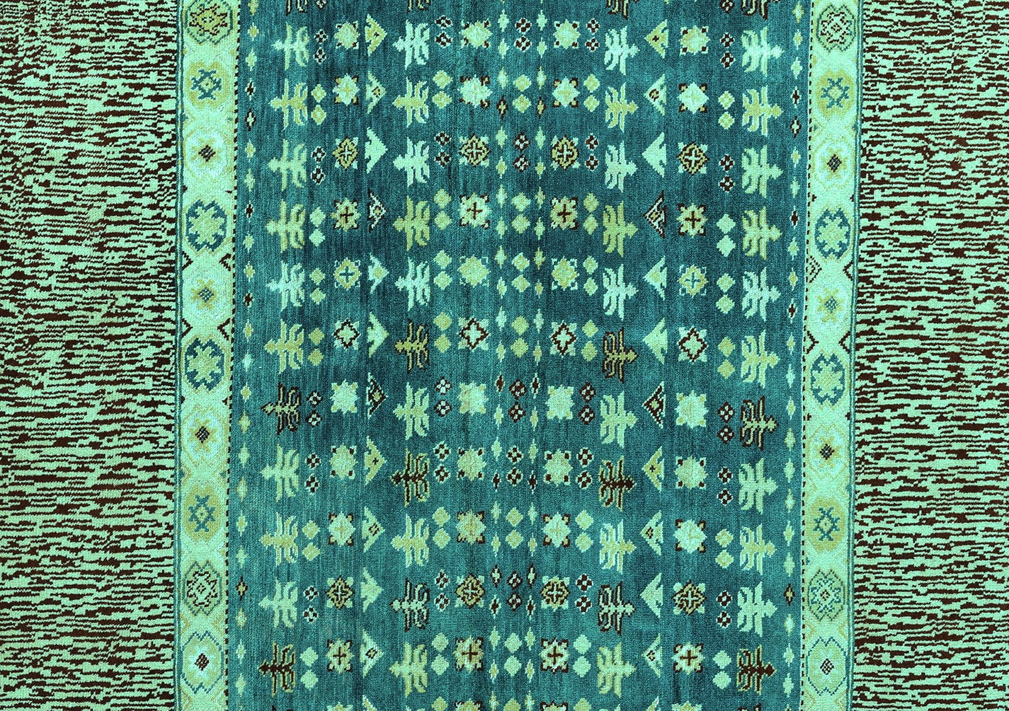 Ahgly Company Machine Washable Indoor Rectangle Abstract Turquoise Blue ...