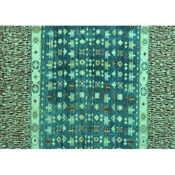 Ahgly Company Indoor Rectangle Abstract Turquoise Blue Modern Area Rugs, 4' x 6'