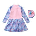 thumbnail image 2 of URMAGIC URMAIC Girls Long Sleeve Rash Guard One Piece Mermaid Swimdress w/Cap Swimsuit,3-9T, 2 of 3