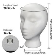 10.62-Inch Styrofoam Mannequin Head - White Foam Wig Stand for Wigs, Hats, Masks, Hairpieces, Arts, Crafts, DIY Projects, Salon Display, and Travel Use(1 Pack)-1 Pcs