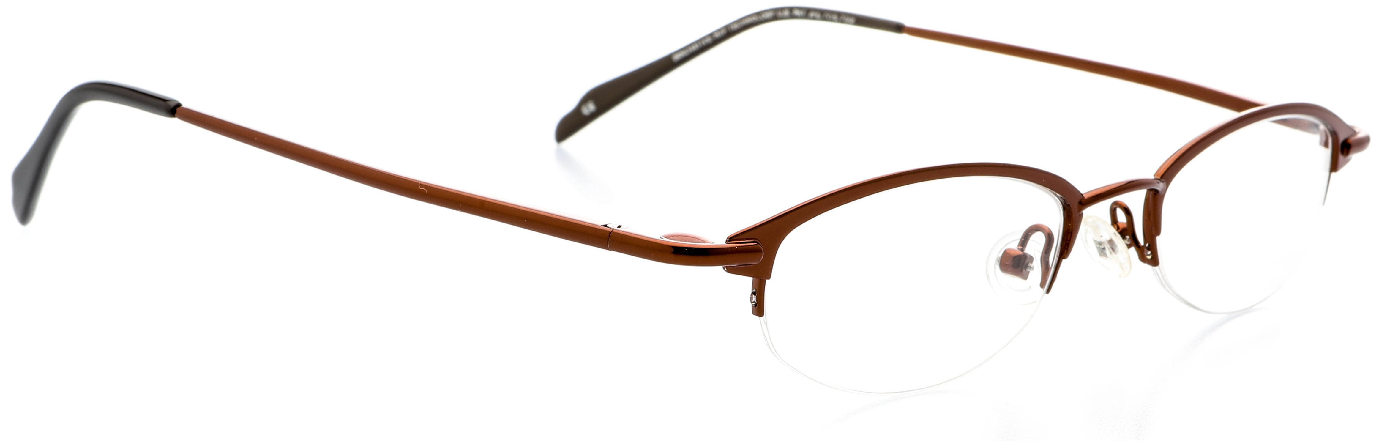 Optical Eyewear Oval Shape Metal Half Rim Frame Prescription Eyeglasses Rx Cocoa
