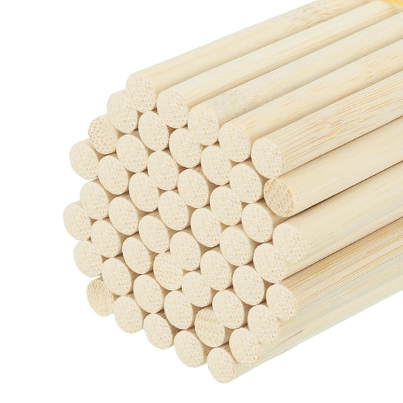 Uxcell 50 Pcs Wooden Dowel Rods Round Dowel Rod 0.32" x 4"