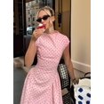 thumbnail image 6 of Jaimenalin Women'S Polka Dots Maxi Tank Dress Vintage Mock Neck Sleeveless Elegant Long Dresses Pink XS, 6 of 8