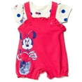 thumbnail image 3 of Disney Minnie Mouse Newborn Baby Girls French Terry Short Overalls and T-Shirt Newborn to Infant, 3 of 5