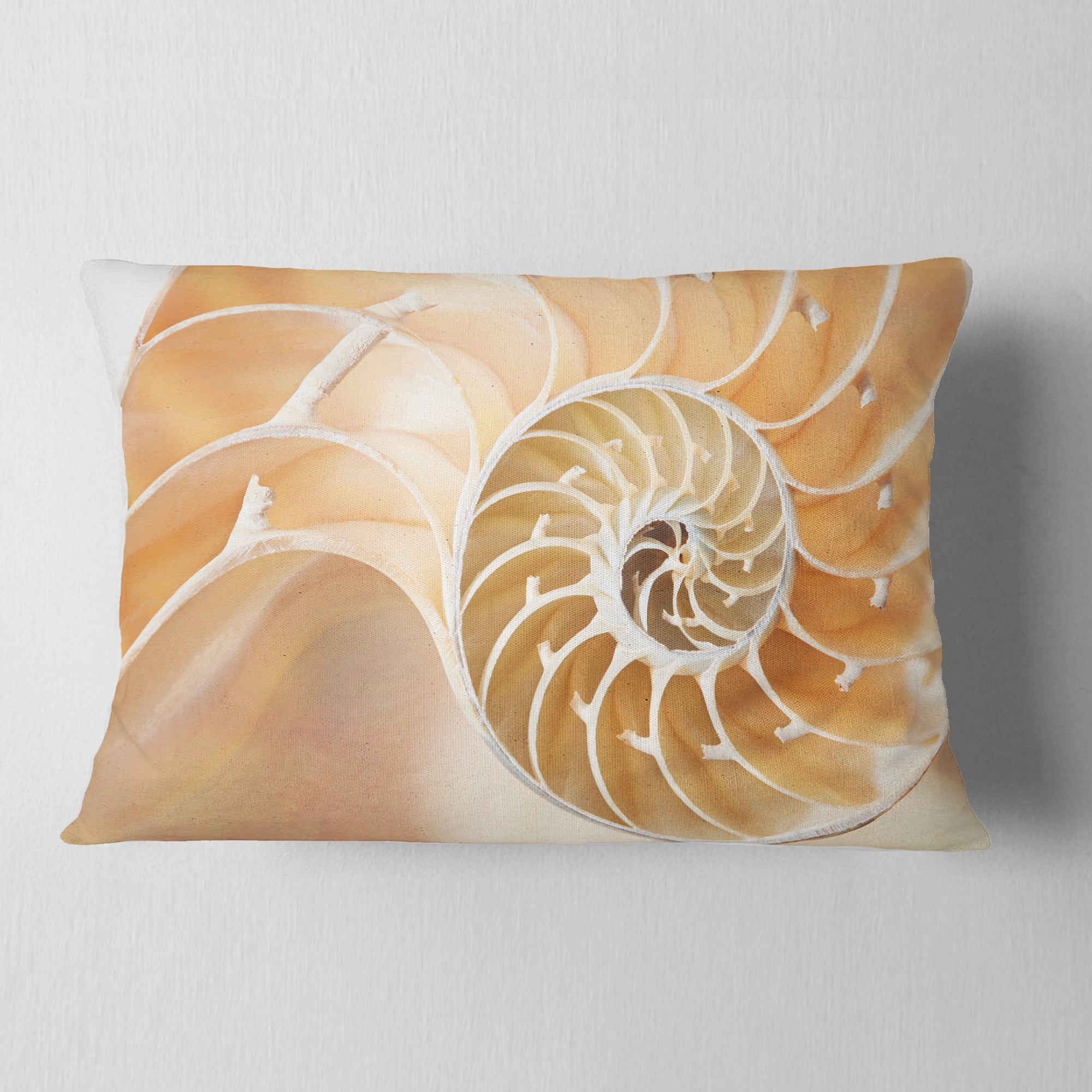 Designart Brown Nautilus Shell Pattern - Contemporary Throw Pillow - 12x20