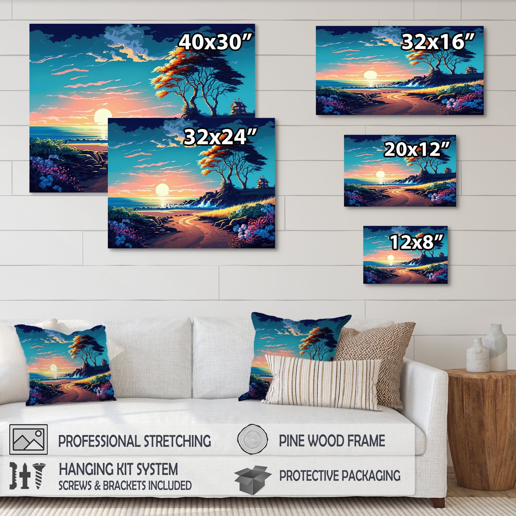 Designart Modern Sunset In Vector Style IV Canvas Wall Art