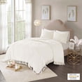 thumbnail image 2 of Izzovium Off-White Tufted Chenille Coverlet Set Full/Queen, 90x90 Inches with Medallion and Fringe, Includes 2 Shams, 2 of 8
