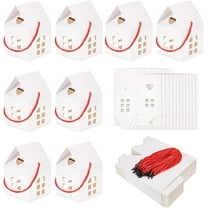 30Pcs House Shaped Gift Boxes 3x3x5inch White Paper Candy Box Cardboard Treat Bags for Wedding Baby Shower Birthday Party White