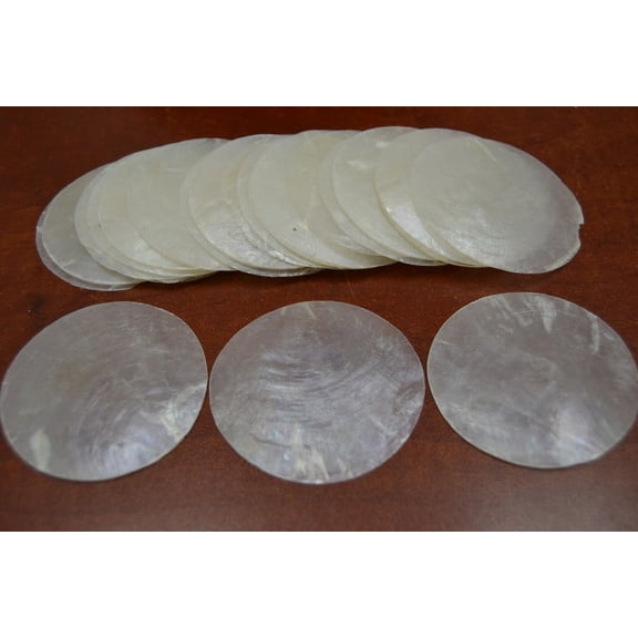 100 Pcs Natural Round Flat Capiz Sea Shell Blank Discs 2 1/4"