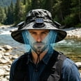 thumbnail image 3 of BingTong 3-in-1 Hands-Free Solar Fan Hat,Wide Brim Sun Hat With 3 Solars Fan,UPF 50+ Removable&Type-C Charge,Outdoor Cooling Fisherman Hat For Fishing Cycling Garden D, 3 of 7