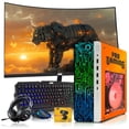 thumbnail image 1 of Restored HP Gaming PC Desktop Computer Phoenix AMD A10-9700, RX 550, 16GB RAM, 1TB SSD, 32 Inch Curved Monitor, RGB KBM with AI Copilot, WiFi, RGB Headphone, Webcam, Windows&nbsp;11 (Refurbished), 1 of 9