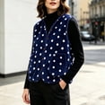thumbnail image 5 of GUACER Womens Polka Dot Fleece Vest V Neck Cropped Loose Sleeveless Casual Jacket for Fall Winter, 5 of 6