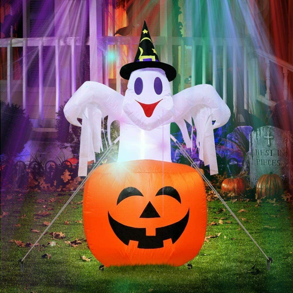 Halloween Inflatable Blow Up Ghost Pumpkins with LED Lights Yard Decoration US 