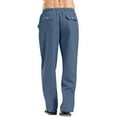 thumbnail image 6 of LISTHA Men'S Linen Pants Casual Loose Fit Trousers 2024 Oversized Beach Summer Pants Funny Multi Pocket Plain Baggy Pants Blue M, 6 of 6