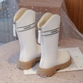 thumbnail image 4 of Mostsola Girls Boots Fashion Lug Sole Back Zipper Tall Riding Boots Warm Winter Mid Calf Boots, 4 of 9