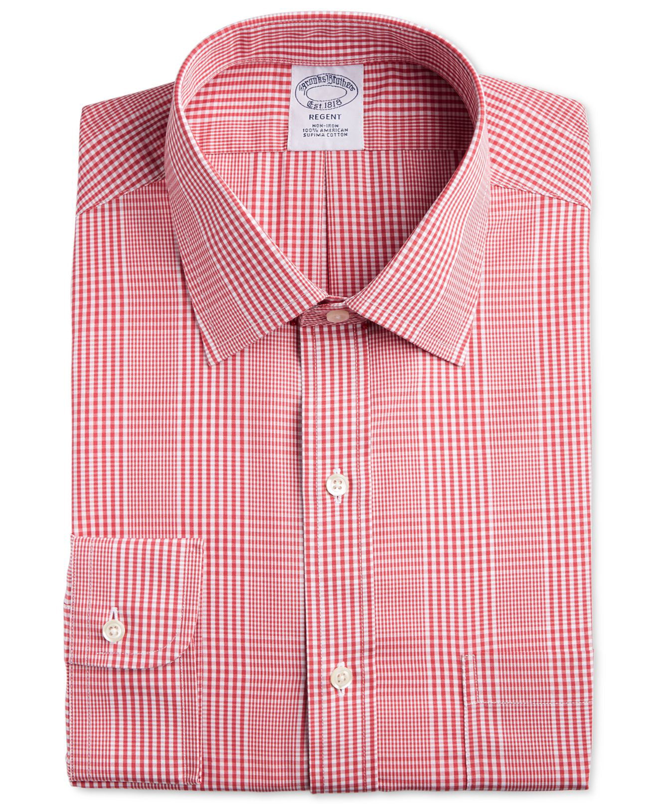 Brooks Brothers Non Iron Regent Fit Button Down Tartan Plaid Long Sleeve Woven Shirt 