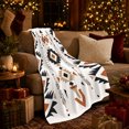 thumbnail image 3 of Southwestern decorative motif Tribal Geometry, Festive Pet Portrait Pattern, Warm Flannel Blanket for Living Room and Reading Nook, Cat Lovers autumn celebration Gift, Pet Lover Home Decor, 3 of 9