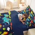 thumbnail image 4 of Feelyou Jungle Dino Twin Bedding Sets for Kids Boys Girls, Tropical Wildlife Bedding Comforter Set, Navy, Blue Reversible, 7 Pieces, 4 of 7