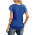 thumbnail image 5 of JWD women's short sleeved double-layer mesh pleated shirt summer fashion casual top Royal Blue-M, 5 of 6