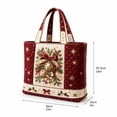 thumbnail image 3 of Christmas Quilted Tote Bag, Stitched Quilt Craft Holiday Tote, Durable Polyester Shopping Bag, Thoughtful Holiday Gift Option For Family And Friends, 1Pcs,Bell, 3 of 5