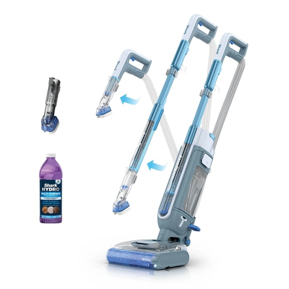 Shark AquaReach Cordless Hard Floor Vacuum & Mop System, Extendable Wand for Floor-to-Ceiling Reach, Self-Cleaning, Stain Tool, WD551, Blue