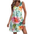 thumbnail image 2 of Xixinqiwan No Boundaries Sundresses for Women ,Women's Fashion Floral Print Dresses Summer Pocket Sleeveless V-Neck Dress,Flowy Boho Dress Summer Oufits, 2 of 5