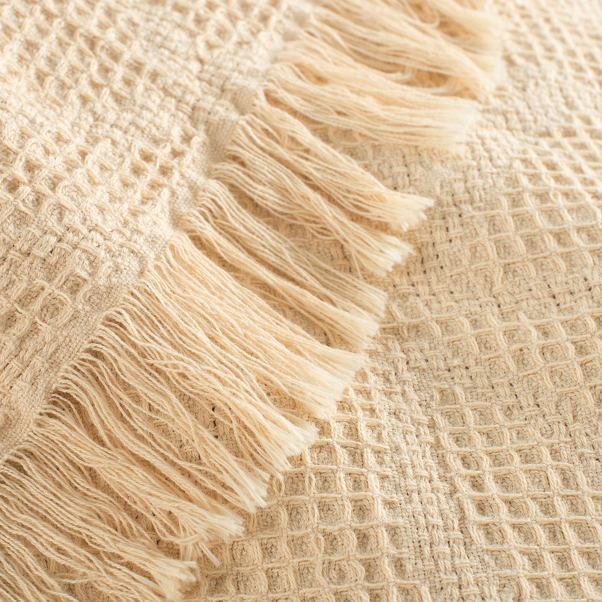 VERAMUSE 100% Cotton Blanket for Bed Beige 90"x90" Queen Size Breathable Thin Blankets for Summer