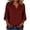 07#Wine, variant on Linen Tops for Women Split V Neck Blouses Womens Loose Fit Casual Tshirts 3/4 Length Sleeve Solid Blouses Women Trendy Summer Outfits