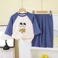 thumbnail image 2 of Odeerbi 1-13 Years Toddler Boys Girls Summer Modal Pajamas Short Sleeve Loungewear Shorts Set Cute Raglan Sleepwear Solid Color Lightweight Tops Pajama Set Toddler Boys Girls Clothes, 2 of 5