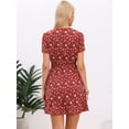 thumbnail image 3 of DARING DIVA Women's Tiered Dress V Neck Tent Smocked Waist Floral Dresses XS Dark Red, 3 of 6