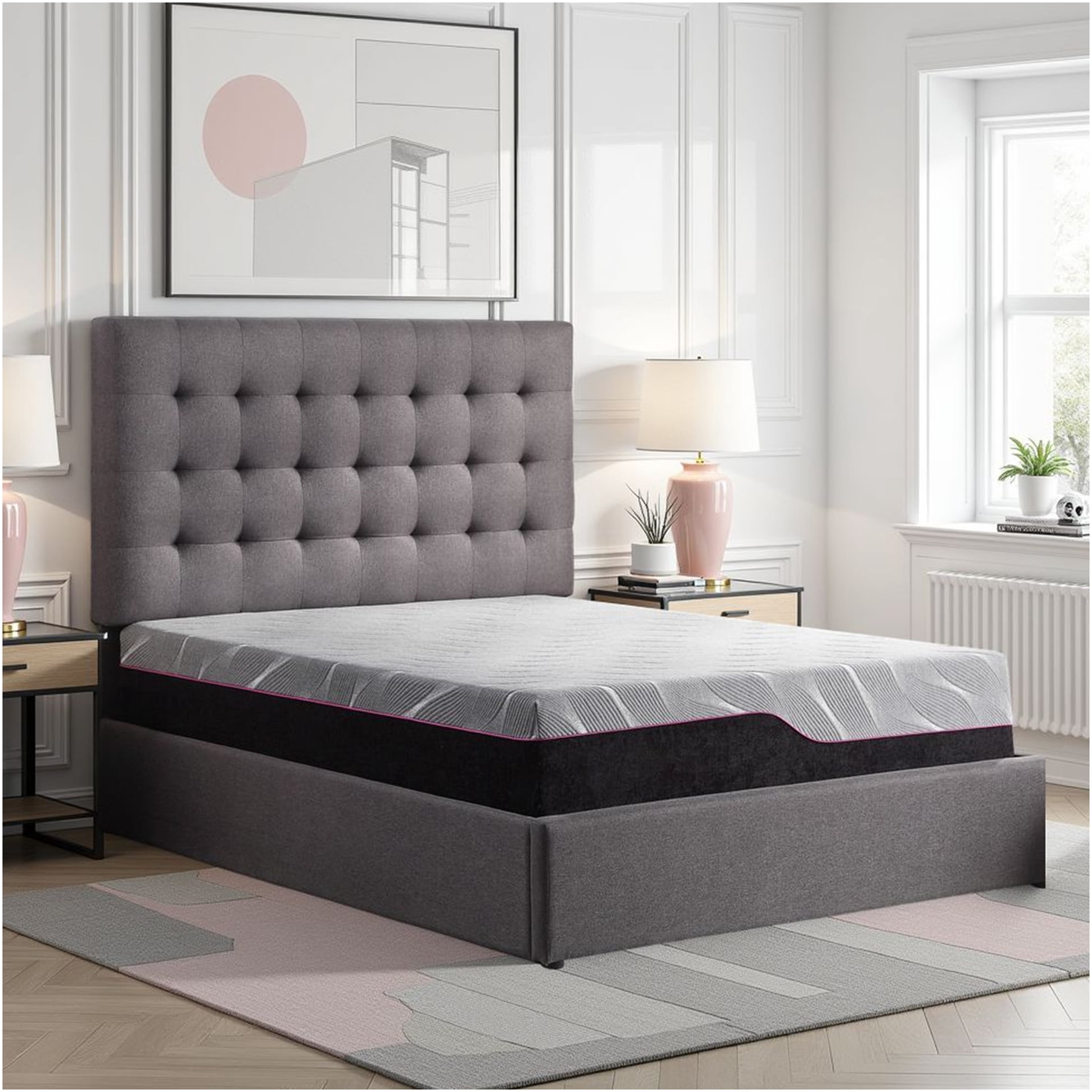 JERFIT 11" California King Cooling Gel Memory Foam Mattress, Medium Firm, Grey, 4-Layer Support, CertiPUR-US Certified, Motion Isolation, Pressure Relief