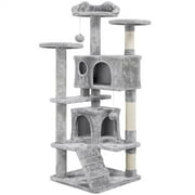 Yaheetech 54.5''H Multilevel Cat Tree Condo Tower with Scratching Posts Indoor Cat Tree Tower for Kittens & Small/Medium Cats Light Gray