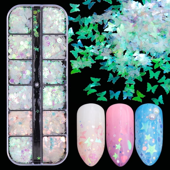 1Boxes Holographic Iridescent Nail Sequins Mermaid Colorful Flakes Nail Art Sticker Glitter Make Up for Face Body EyesÂ