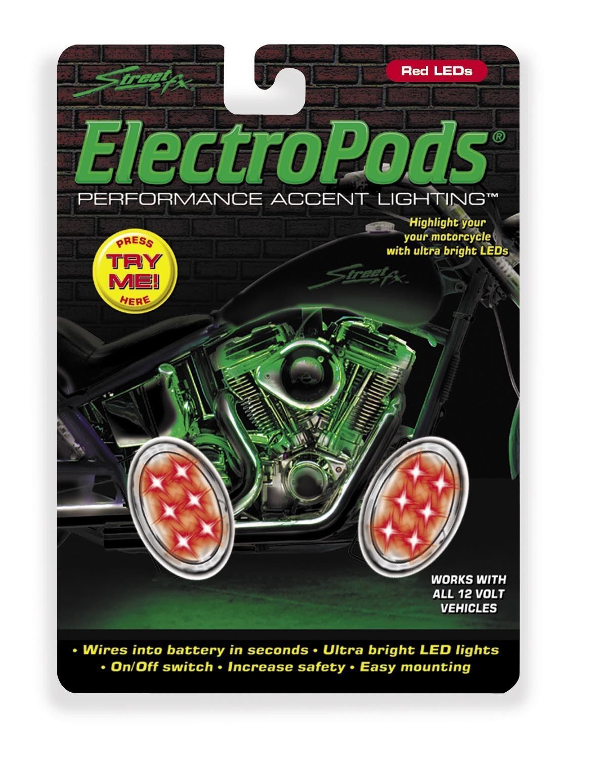 Street-FX 1042522 Motorcycle LED Electropod with Black Pods&#44; White - image 2 of 5