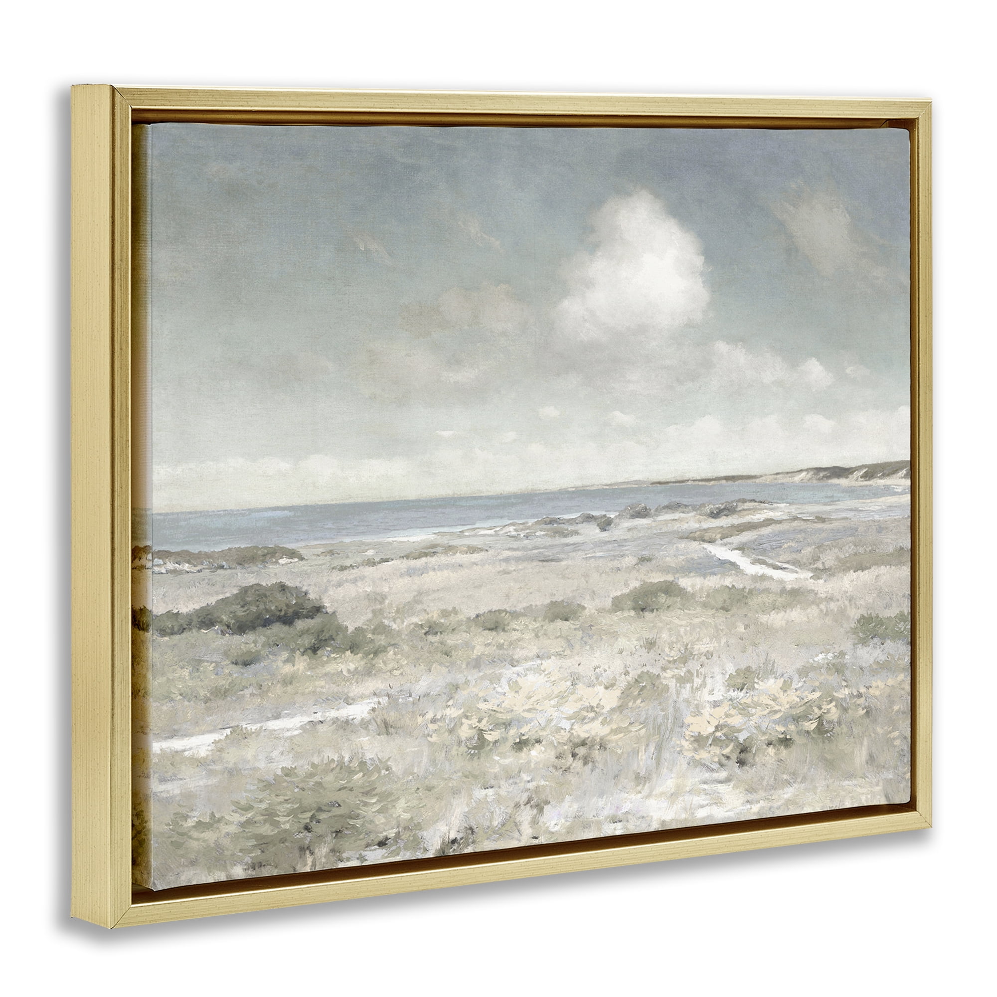 Stupell Industries By The Shore Neutrals Gold Framed Floater Canvas Wall Art, design by Christy McKee