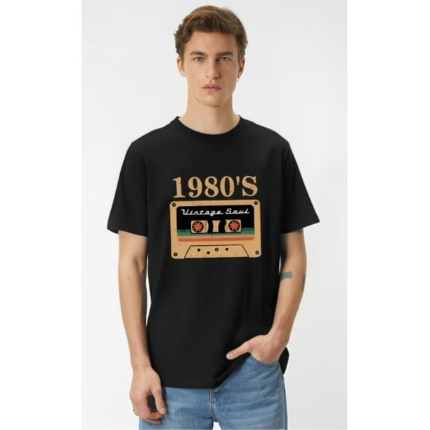 Camiseta gráfica retro de los años 80 para hombre: camiseta informal de cuello redondo y manga corta para verano y tiempo libre.