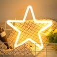 thumbnail image 1 of 1 pieza de luz de neón LED en forma de estrella, letrero de neón, luz nocturna de pared, USB o funciona con pilas, regalo de Navidad, estudios, fiestas, bares, Navidad, habitaciones para niños, salas TUNC Sencillez, 1 of 3