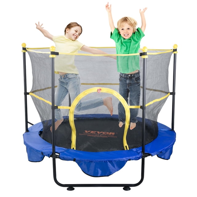 Trampolín VEVOR de 5 pies para niños con cierre de seguridad, red y aro