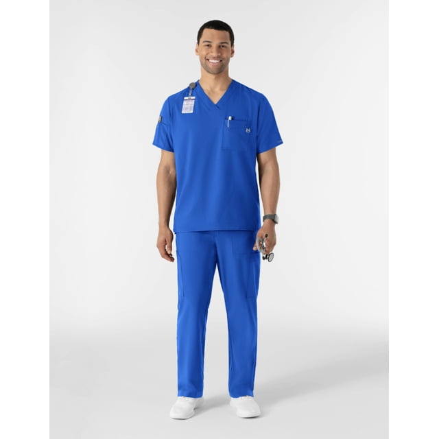 Uniforme médico con filipina cuello en V y pantalón Cargo para hombre color azul - Marca Wink