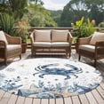 thumbnail image 4 of Blue Crab Coastal Round Area Rug 5Ft Washable Circle Rugs for Living Room Bedroom, Beach Starfish Nautical Coral Shell Non-Slip Carpet Floor Mats Indoor Outdoor Carpet Runner Aesthetic Home Decor, 4 of 8