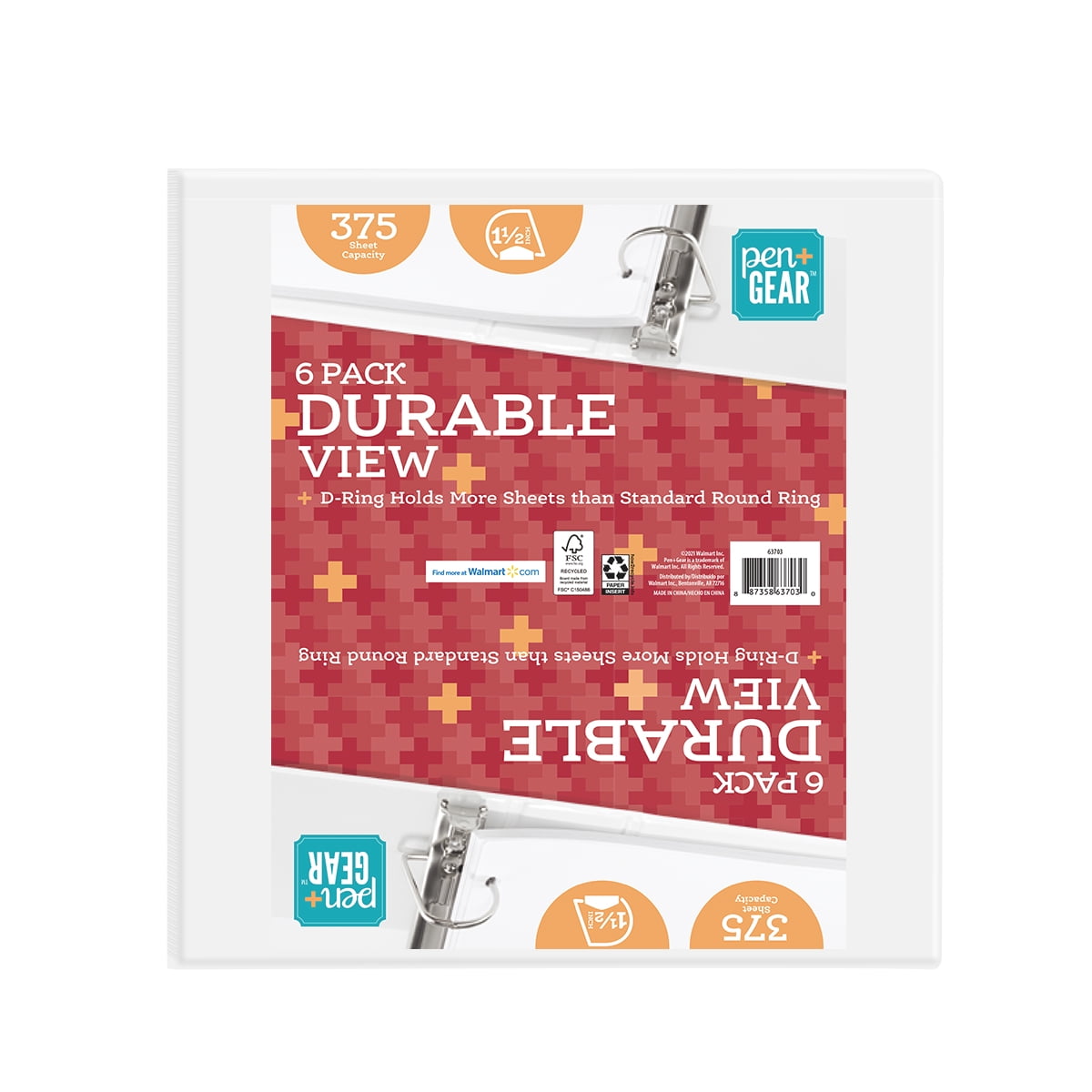 Pen + Gear 1.5' Durable Binder White 6 Pack