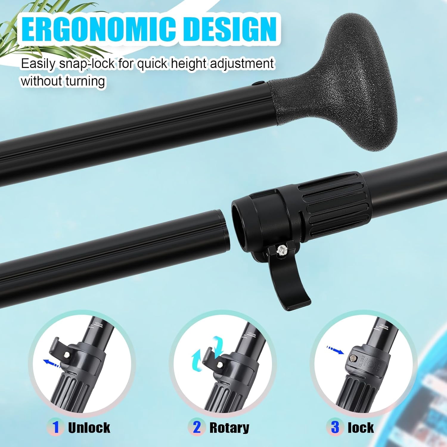 Adjustable Detachable Stand Up Paddle Board Oar Set Aluminum Alloy Shaft Kayak Surfing Fishing