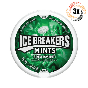 3x Tins Ice Breakers Spearmint Flavor | 50 Mints Per Tin | 1.5oz | Sugar Free