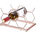 thumbnail image 1 of Portabotellas de sobremesa para hasta 5 botellas estándar, botellero hexagonal independiente para mueble bar o bodega, color rosa, 1 of 4