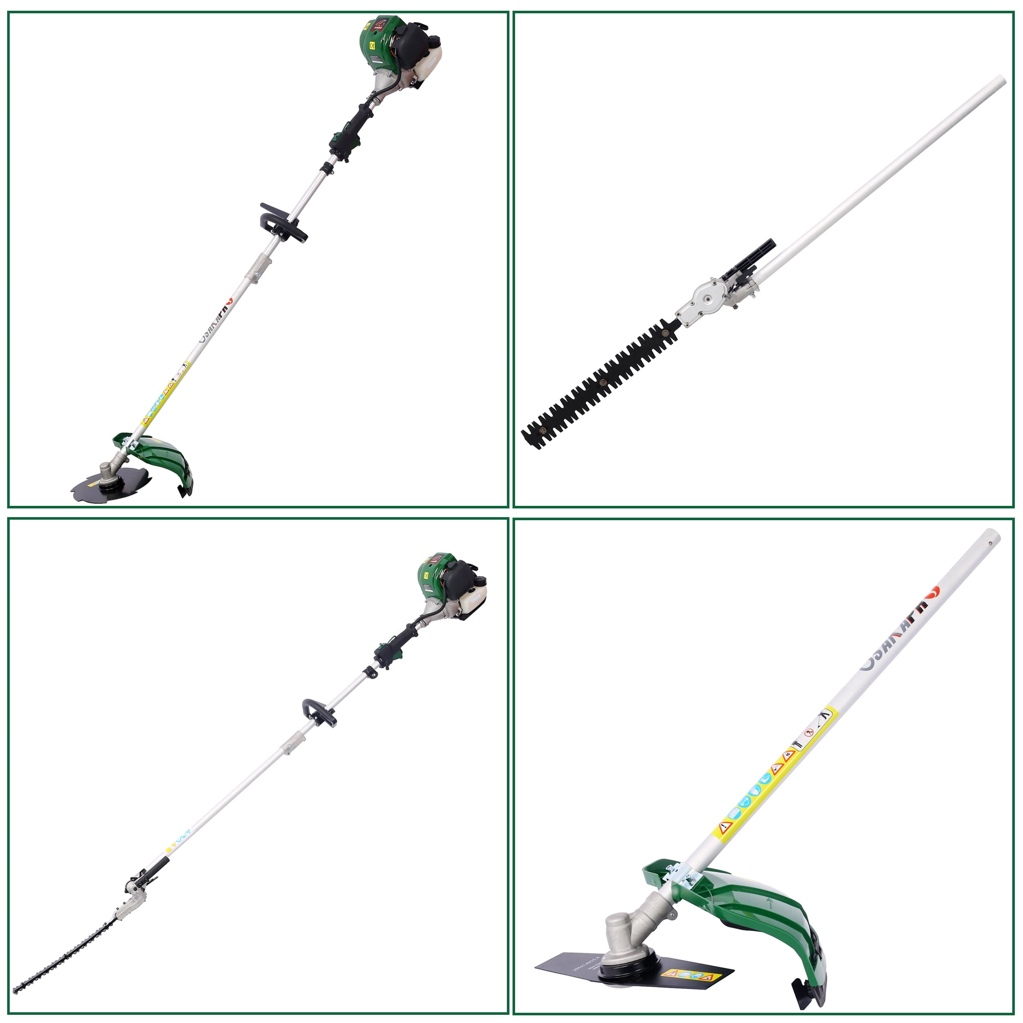 iRerts 9 in 1 Grass Trimmer, 38CC 2-Cycle Gas Powered Weed Eater with Gas Pole Saw, Hedge Trimmer, Grass Trimmer and Brush Cutter, String Trimmer for Grass Garden Yard Care, Green