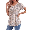 thumbnail image 3 of Fantaslook Blouses for Women Pleated Short Sleeve Tunic Tops Dressy Casual Summer Shirts, 3 of 10
