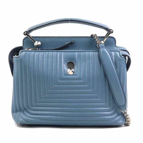 Pre-Owned Fendi Dotcom Shoulder Bag, Blue Leather, Women's, 8BN299-18F, 56333a (Good)
